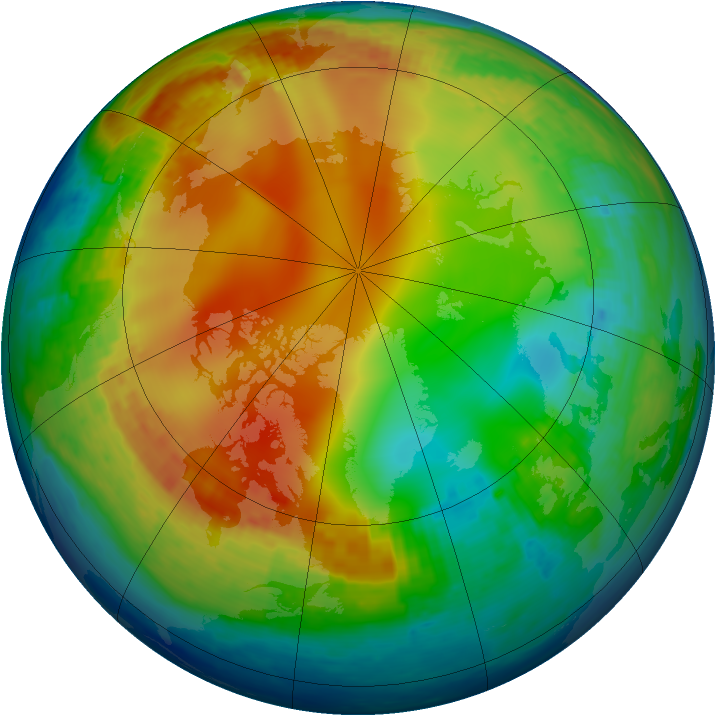 Arctic ozone map for 15 January 2002
